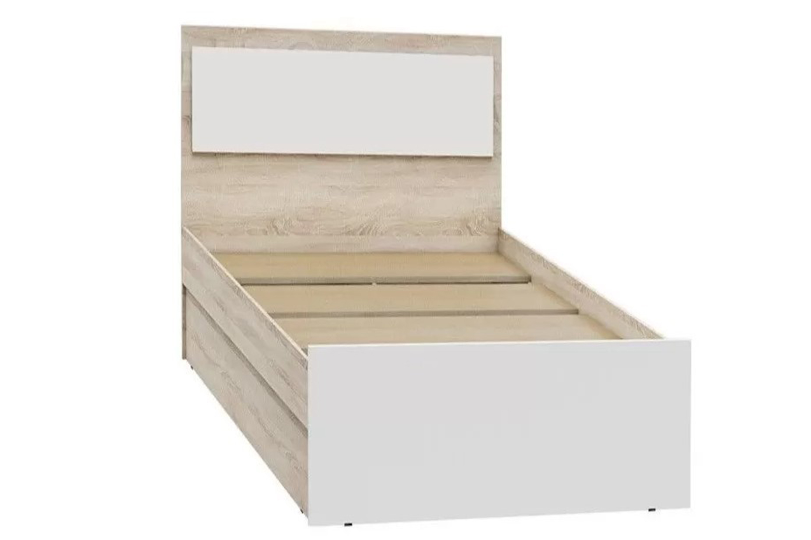 Мартина Кровать 90х200 см. с ЛДСП настилом Белый глянец/Дуб сонома