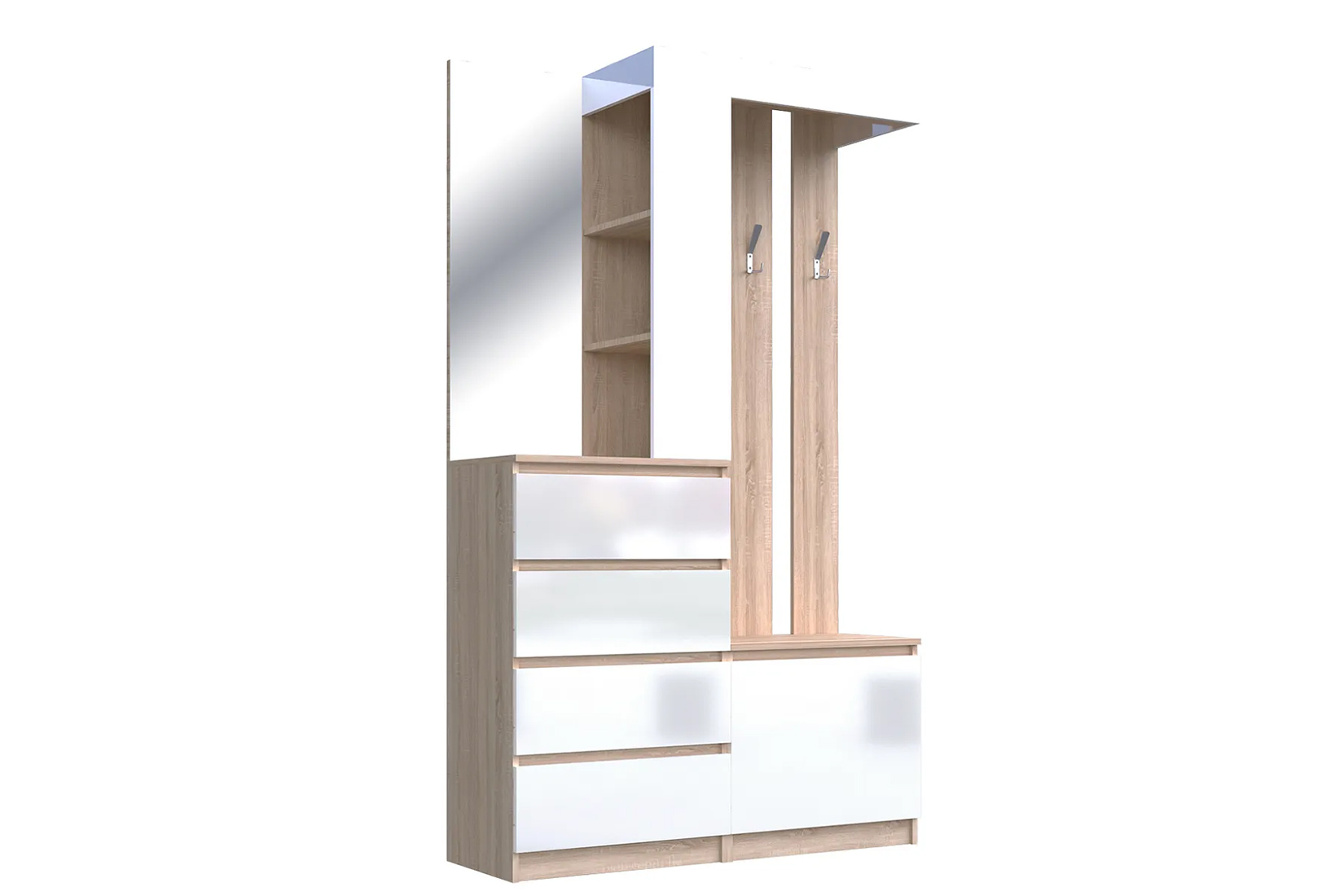 Челси Прихожая Белый глянец холодный/Дуб сонома