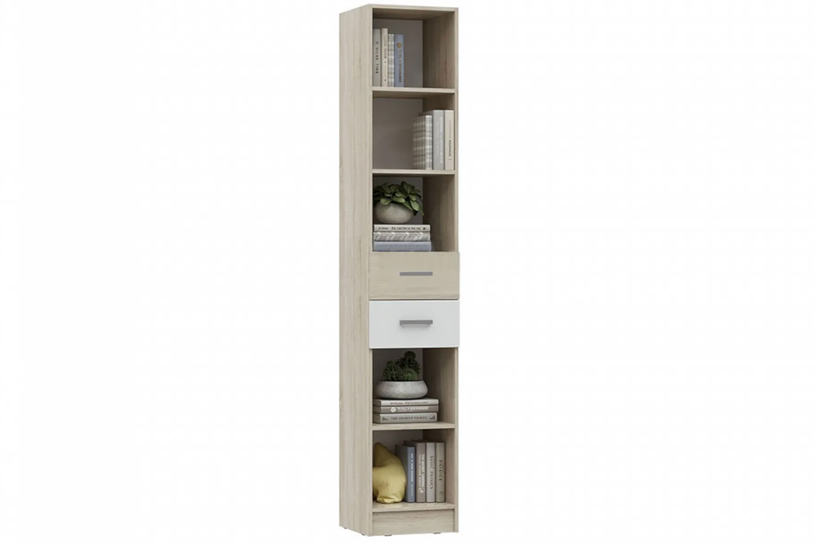 Мартина Стеллаж с ящиками Белый глянец/Дуб сонома