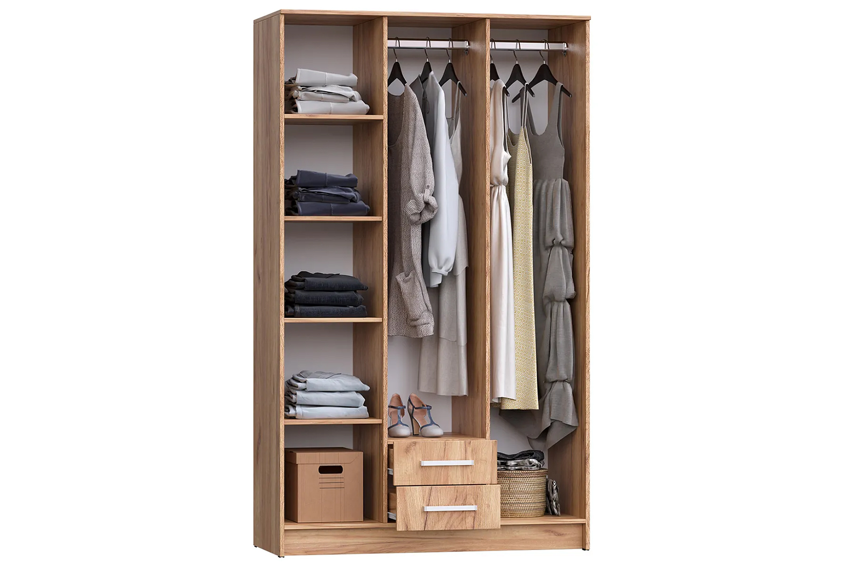 Мартина Шкаф для одежды 3-дв. Графит/Дуб крафт