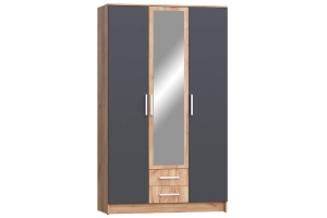 Мартина Шкаф для одежды 3-дв. Графит/Дуб крафт