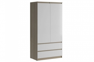 Челси Шкаф 2-х ств (2УПК) комбинированный Белый глянец холодный/Дуб сонома