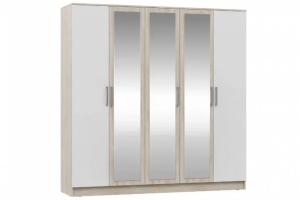 Мартина Шкаф для одежды 5-дв. Белый/Дубсонома