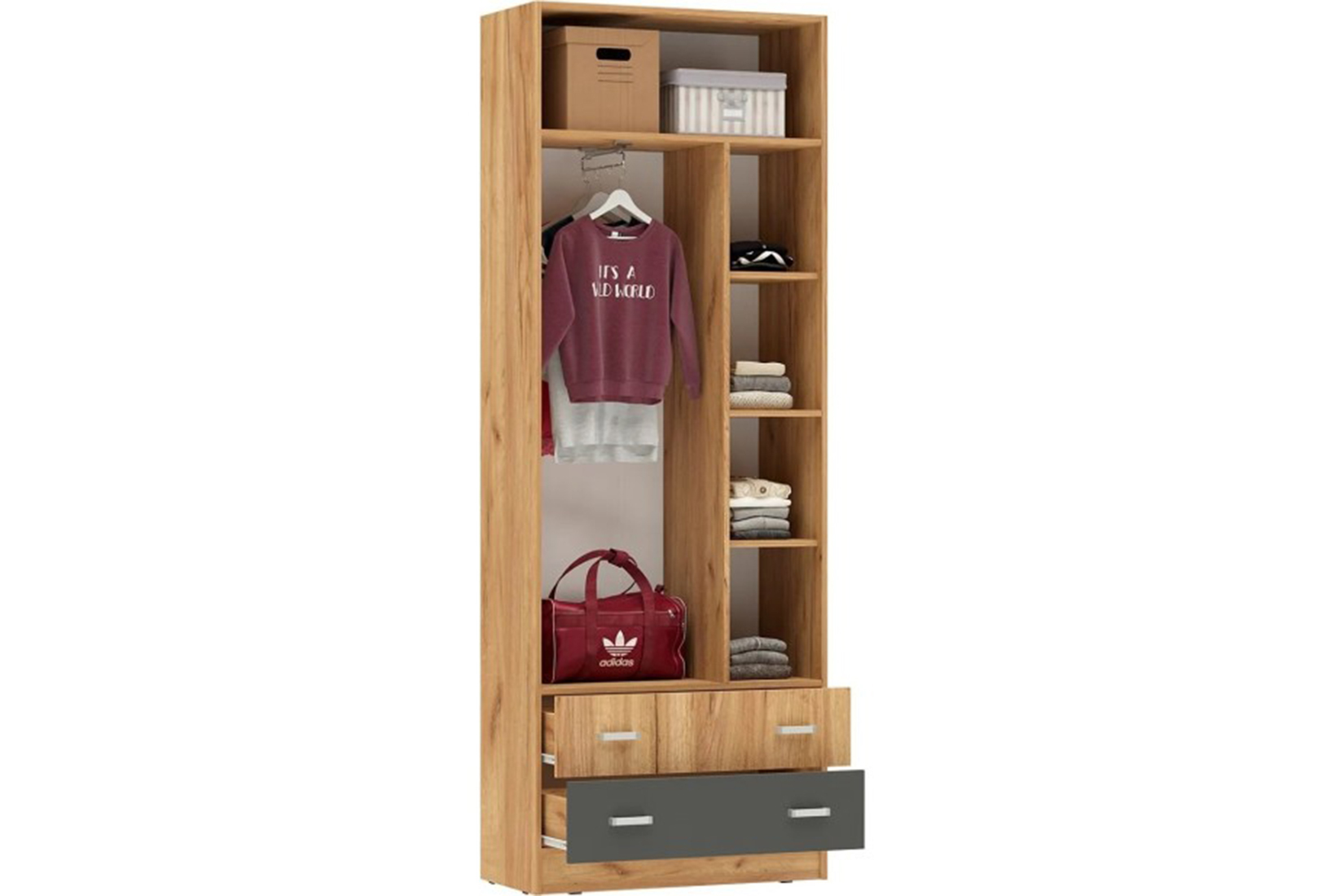 Мартина Шкаф Графит/Дуб крафт