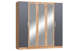 Мартина Шкаф для одежды 5-дв. Графит/Дуб крафт