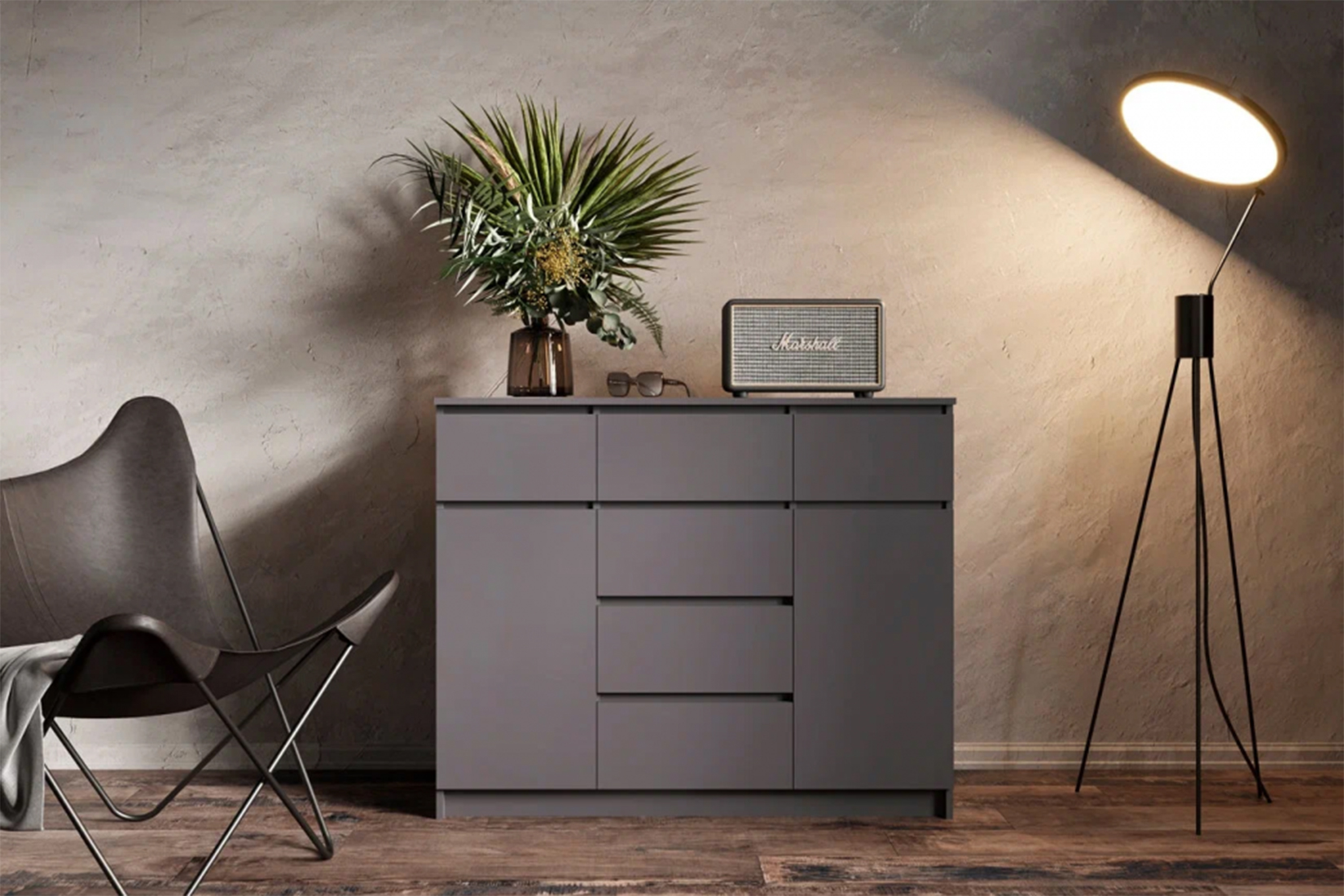 Мадера Комод Комби 2 Графит