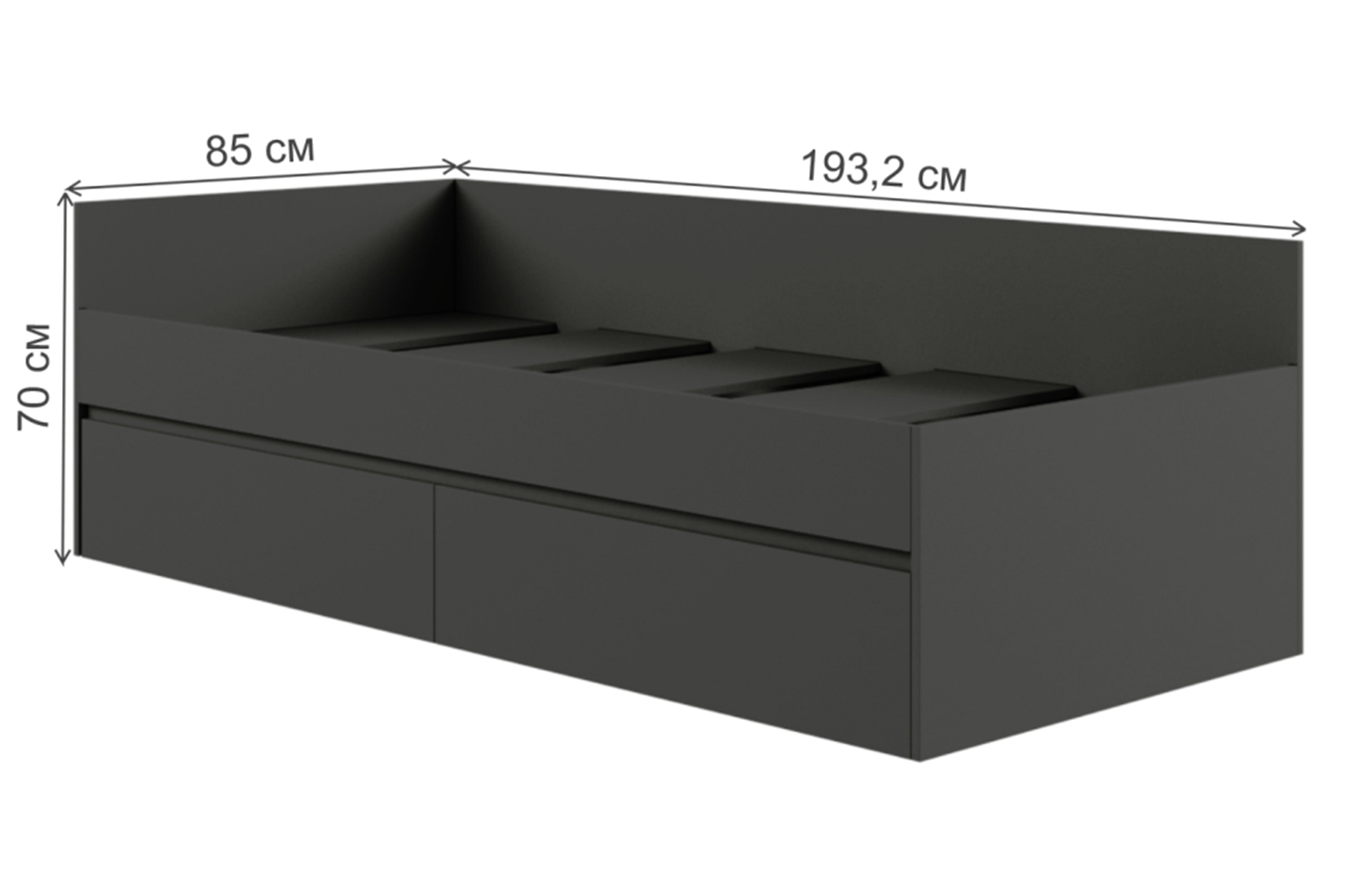 Мадера Кровать Софа 80х190 с ДСП настилом Графит