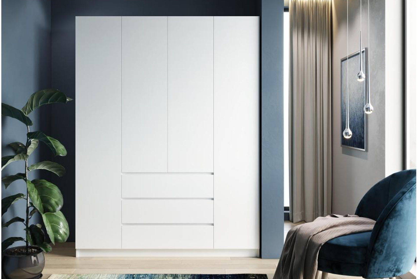 Мадера Шкаф 4-х ств. 160 Белый