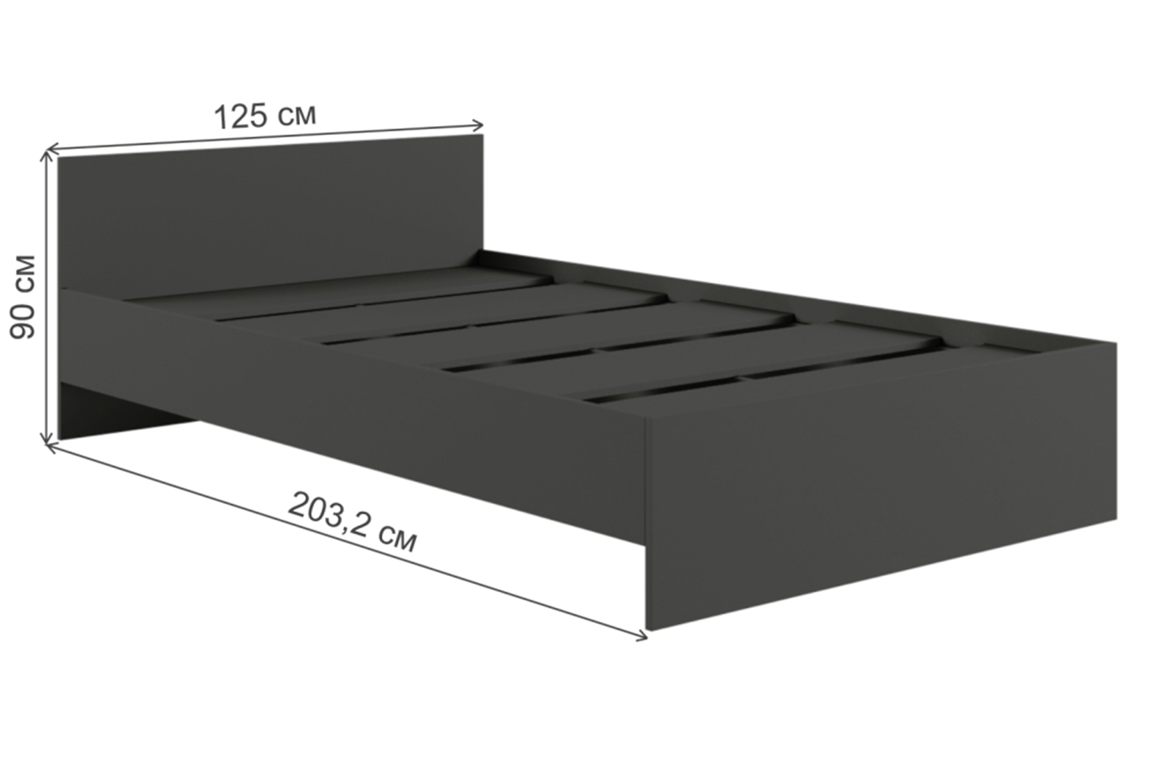 Мадера М1200 Кровать 120х200 без ящиков с ДСП настилом Графит