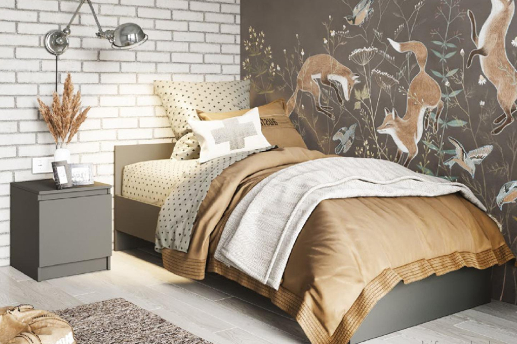 Мадера М1200 Кровать 120х200 без ящиков с ДСП настилом Графит