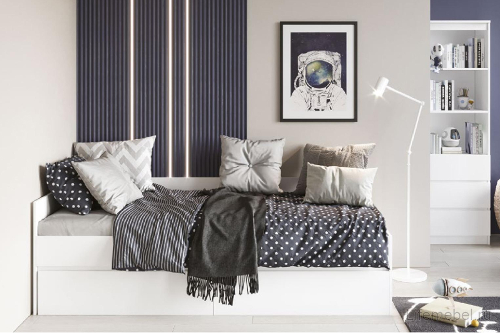 Мадера Кровать Софа 80х190 с ДСП настилом Белый