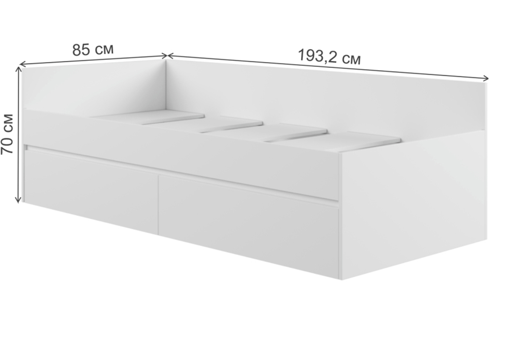 Мадера Кровать Софа 80х190 с ДСП настилом Белый