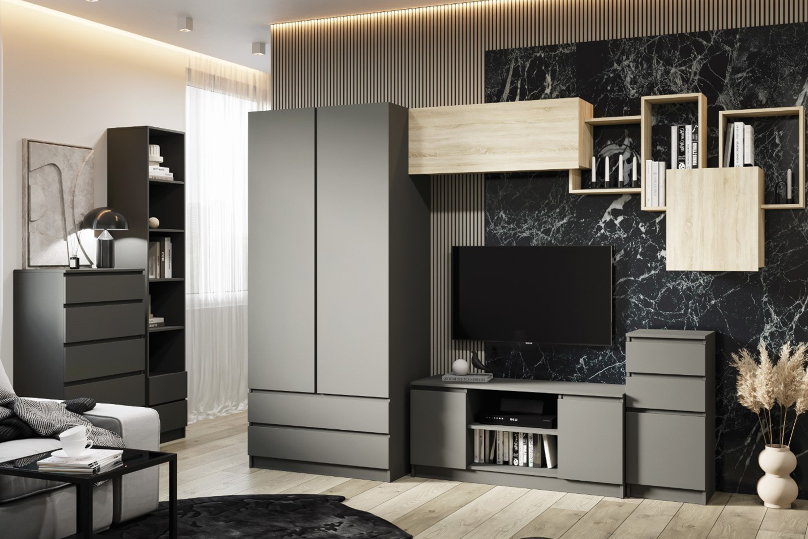 Мадера Стеллаж ПМ Графит