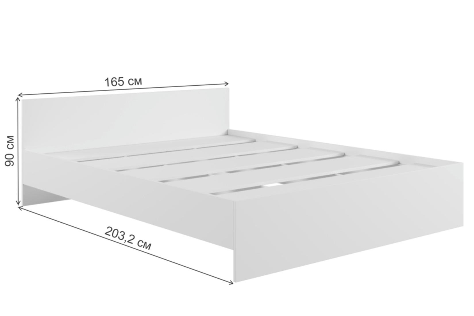 Мадера Кровать М1600 без ящиков с ДСП настилом Белый
