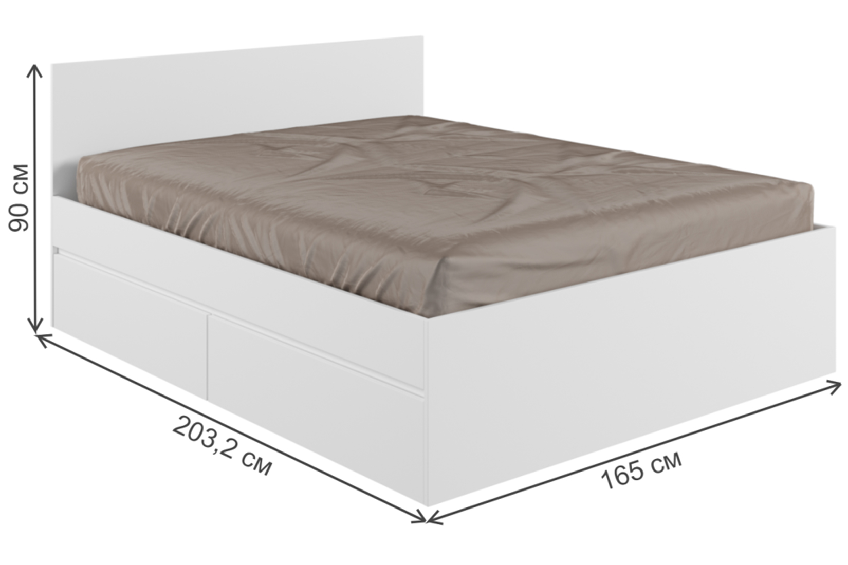 Мадера К1.6М Кровать 160 с ящиками с ДСП настилом Белый
