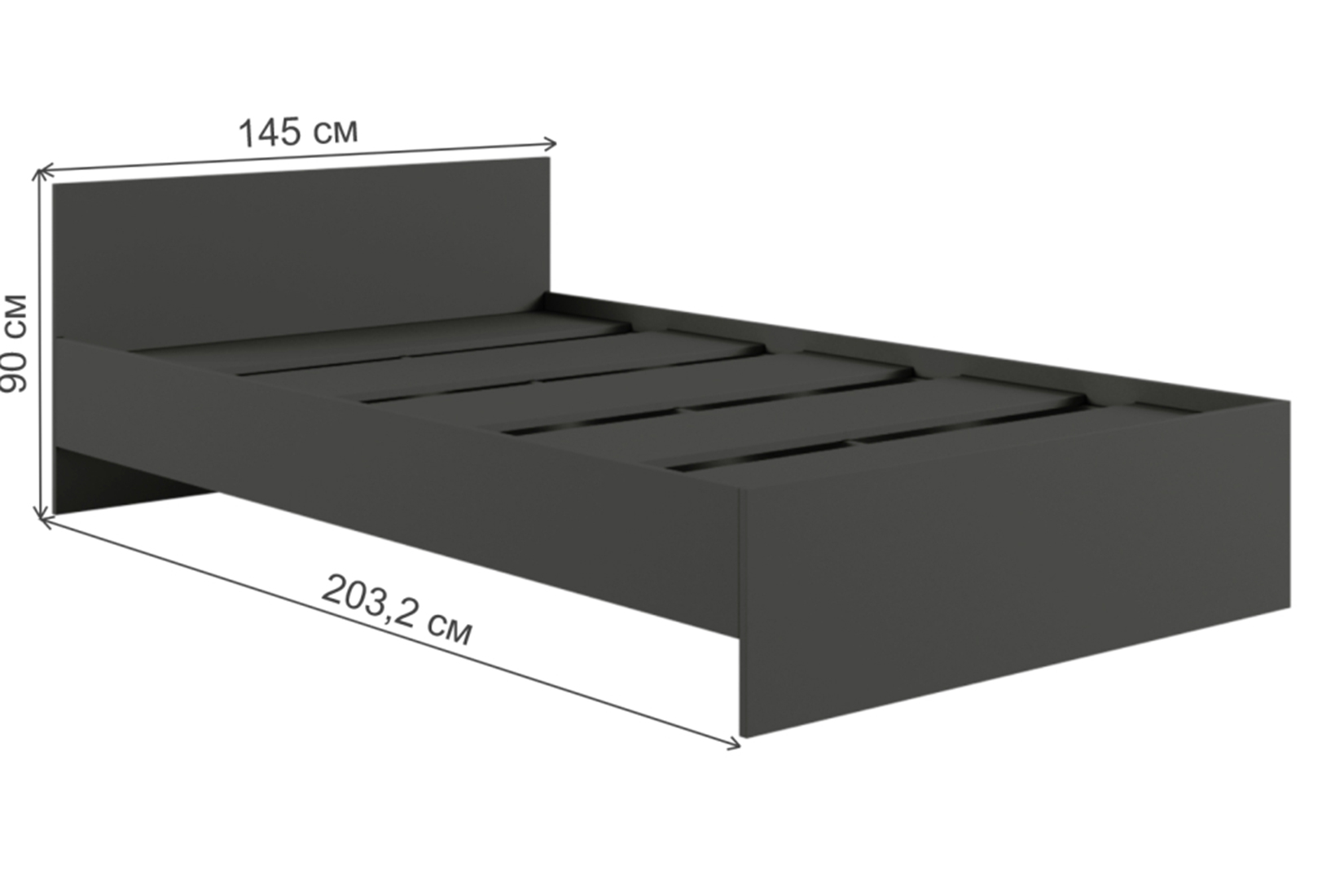 Мадера М1400 Кровать 140х200 без ящиков с ДСП настилом Графит