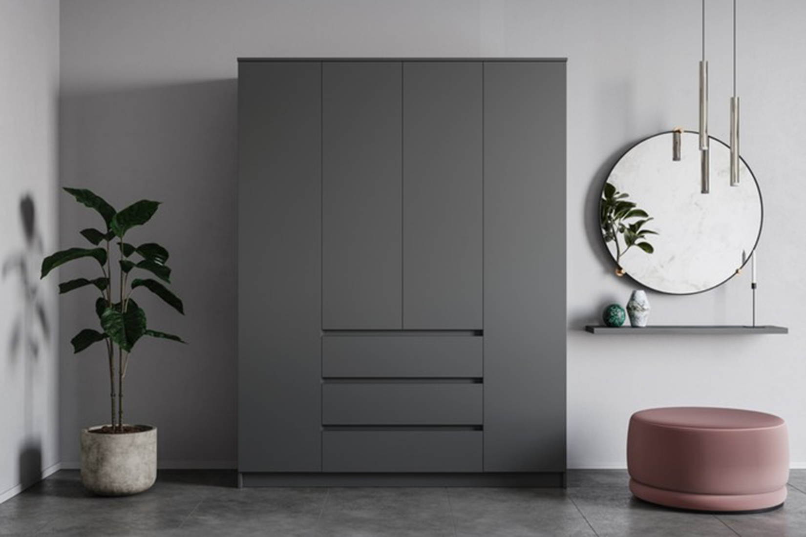 Мадера Шкаф 4-х ств. 160 Графит