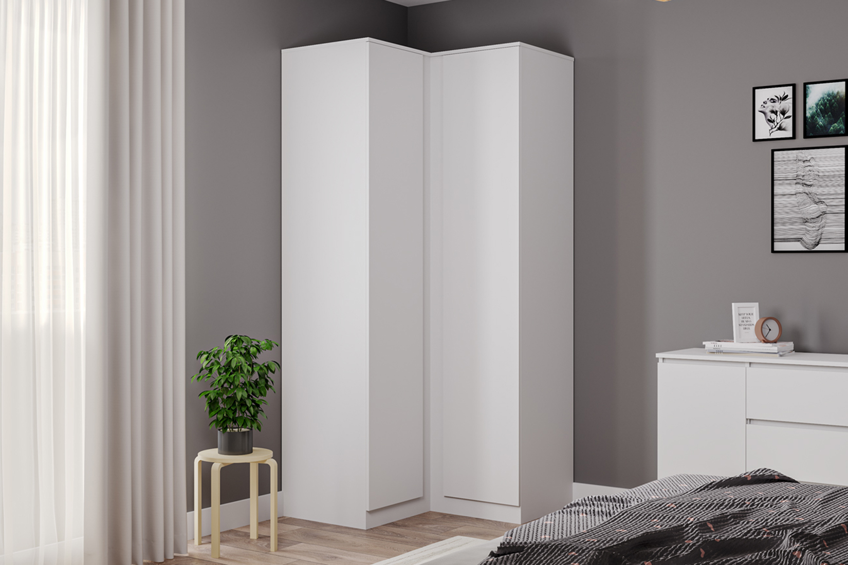 Мадера Шкаф угловой ШМУ Белый