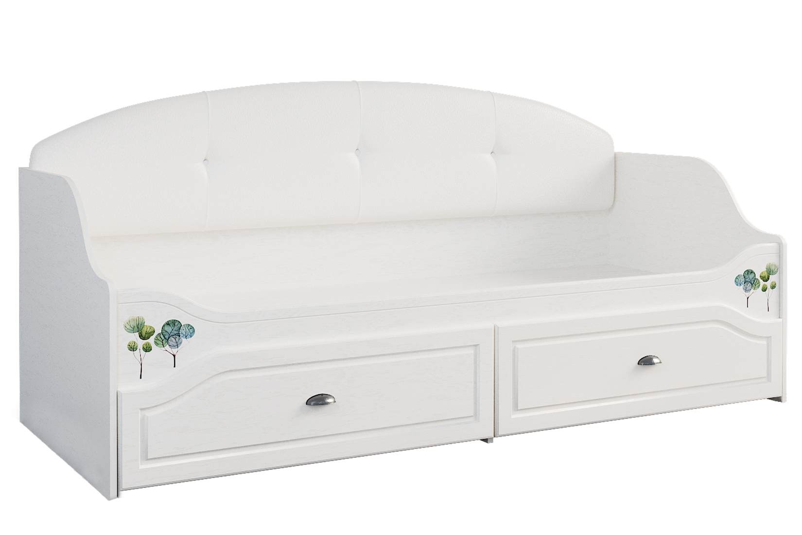 Роуз 11.38 Кровать 80х200 см. с ЛДСП настилом Белый с тиснением поры дерева/ясень ваниль