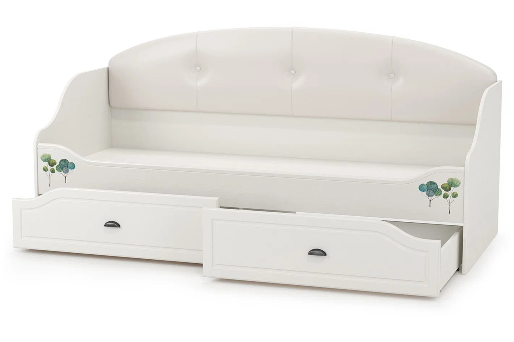 Роуз 11.38 Кровать 80х200 см. с ЛДСП настилом Белый с тиснением поры дерева/ясень ваниль