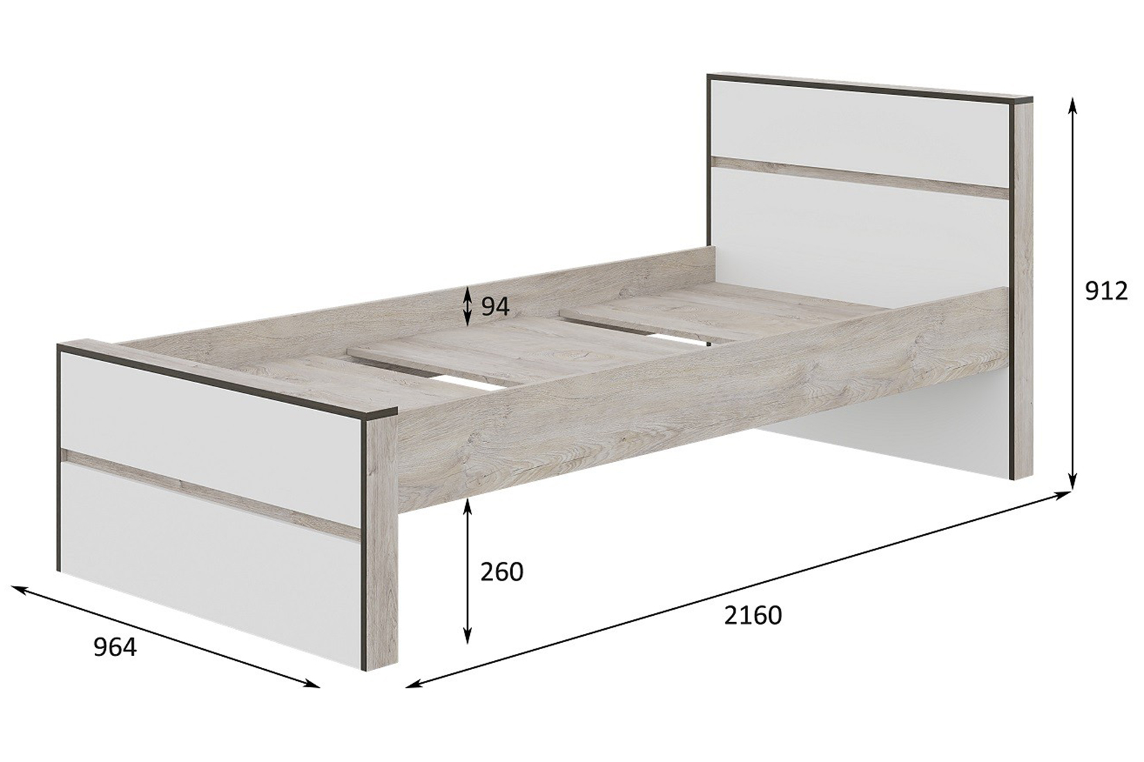 Кровать односпальная Акита 90х200