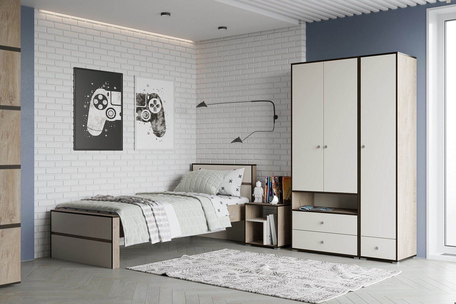 Кровать односпальная Акита 90х200