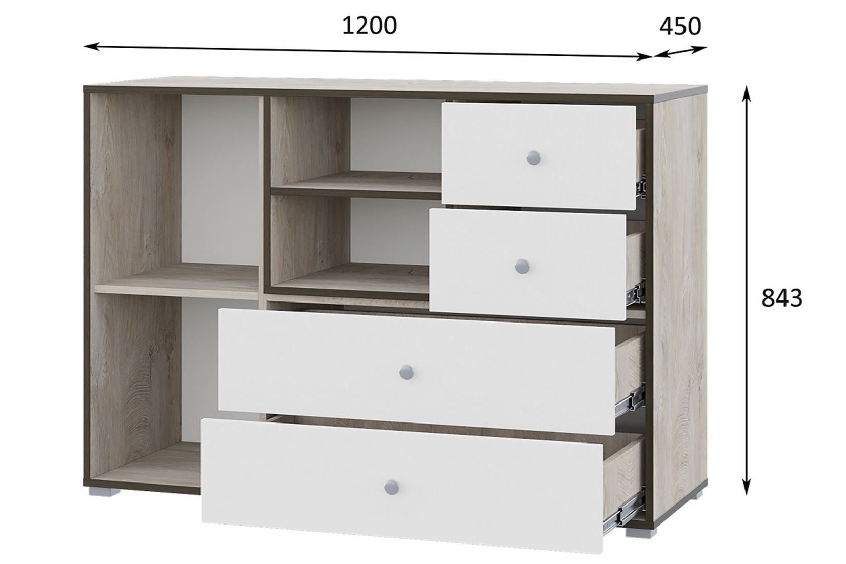 Акита Комод Дуб эндгрейн/Миндаль