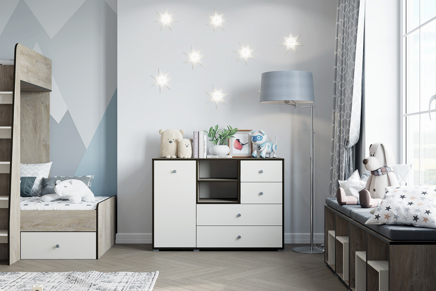 Акита Комод Дуб эндгрейн/Миндаль