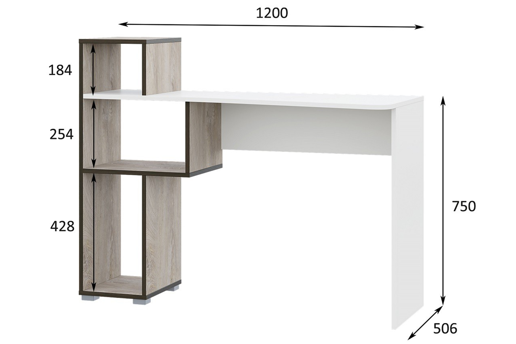 Акита Стол письменный Дуб эндгрейн/Миндаль