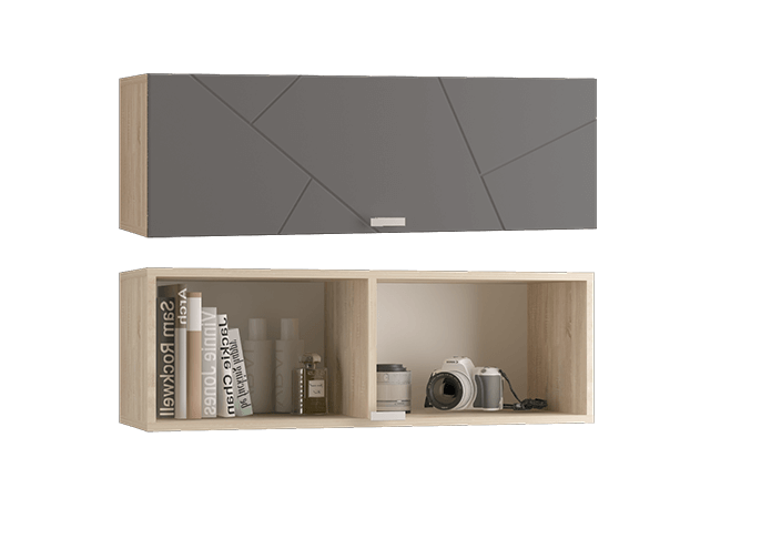 Скайлайн Шкаф настенный (900) с горизонтальной дверью графит