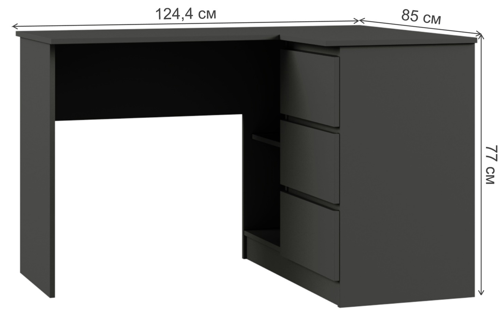 Мадера 1244 Стол письменный универсальный Графит