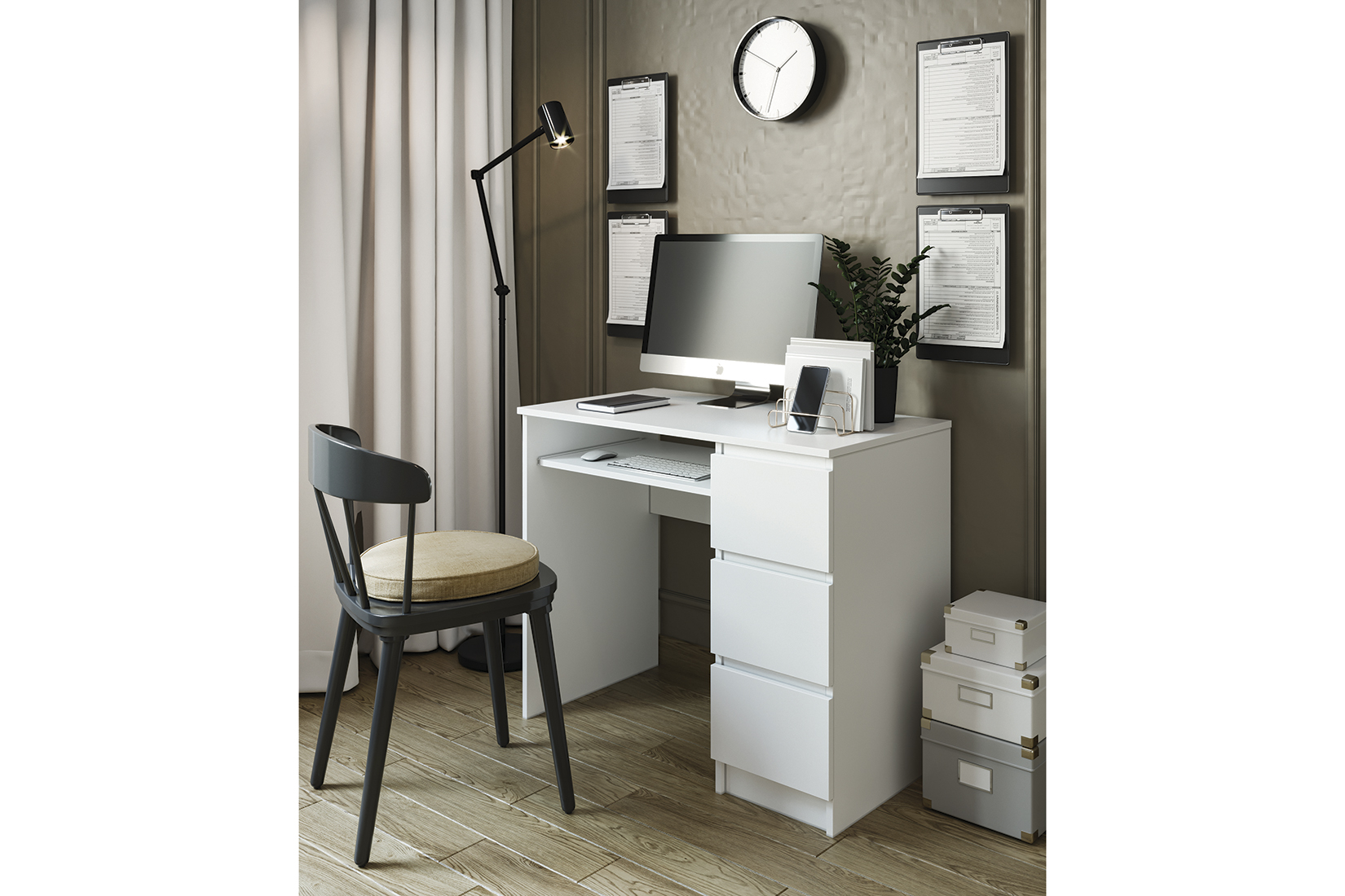 Мадера Стол письменный СМП 900 правый Белый