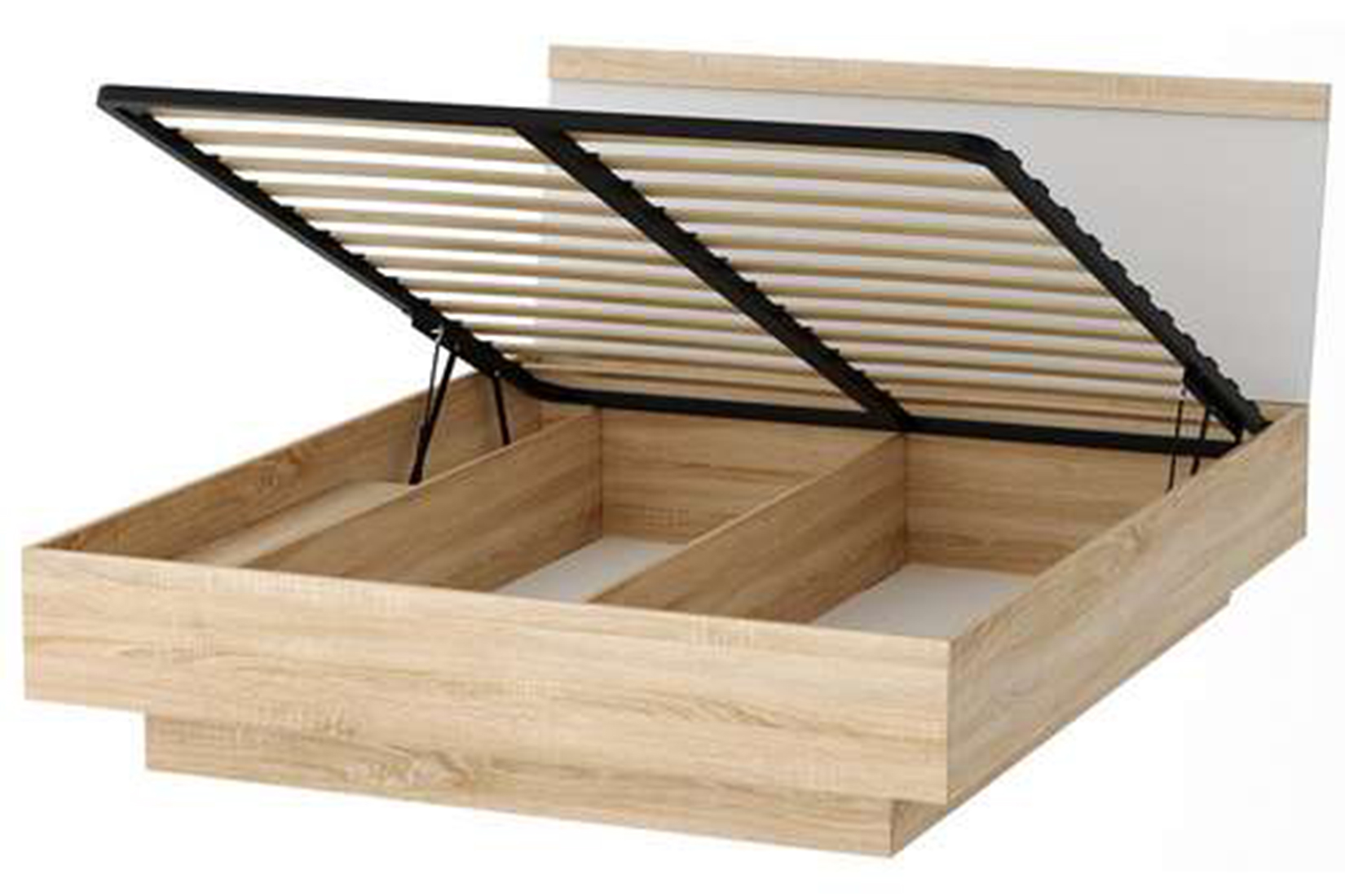 Соната КРС-1600 Кровать 160х200 см. с ПМ Дуб сонома/Белый глянец