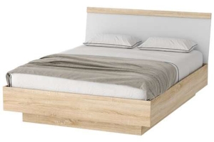 Соната КРС-1600 Кровать 160х200 см. с ПМ Дуб сонома/Белый глянец