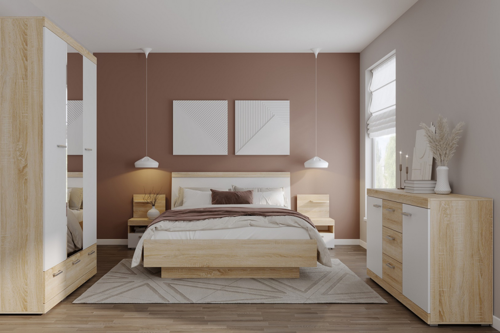 Соната ШСЗ-1350 Шкаф Дуб сонома/Белый глянец