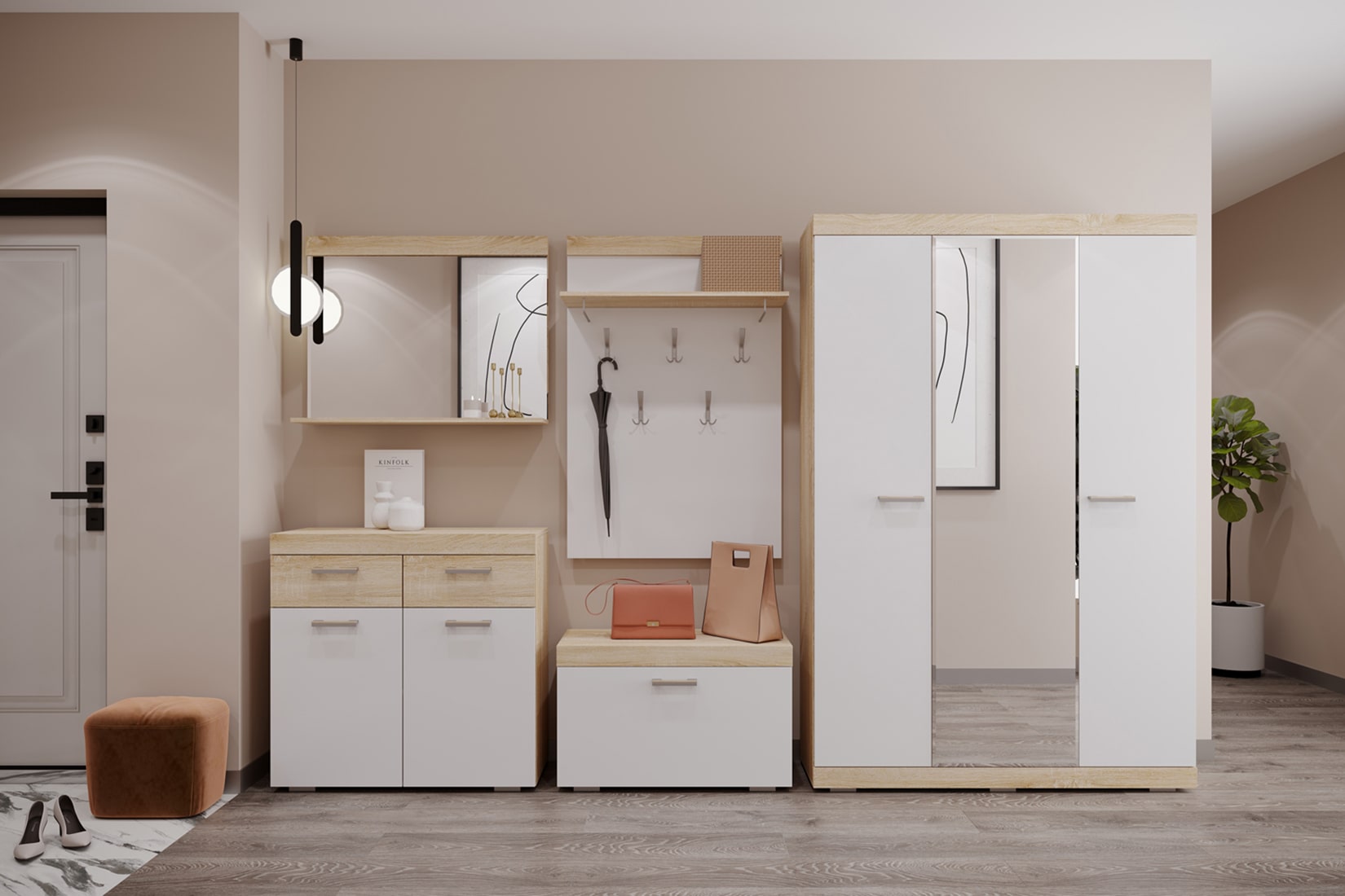 Соната ОС-800 Обувница Дуб Сонома/Белый глянец