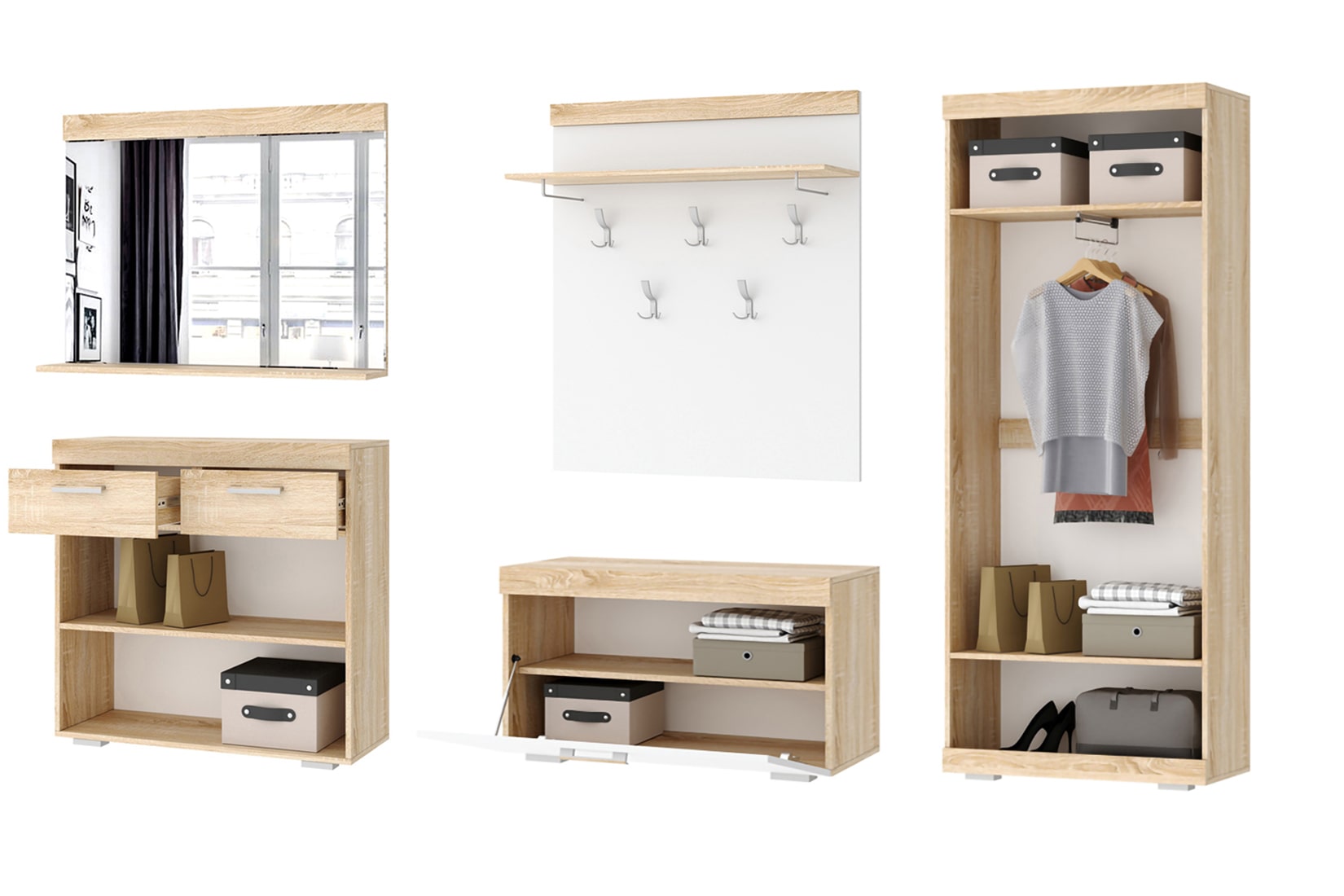 Соната ШСЗ-800 Шкаф Дуб Сонома/Белый глянец