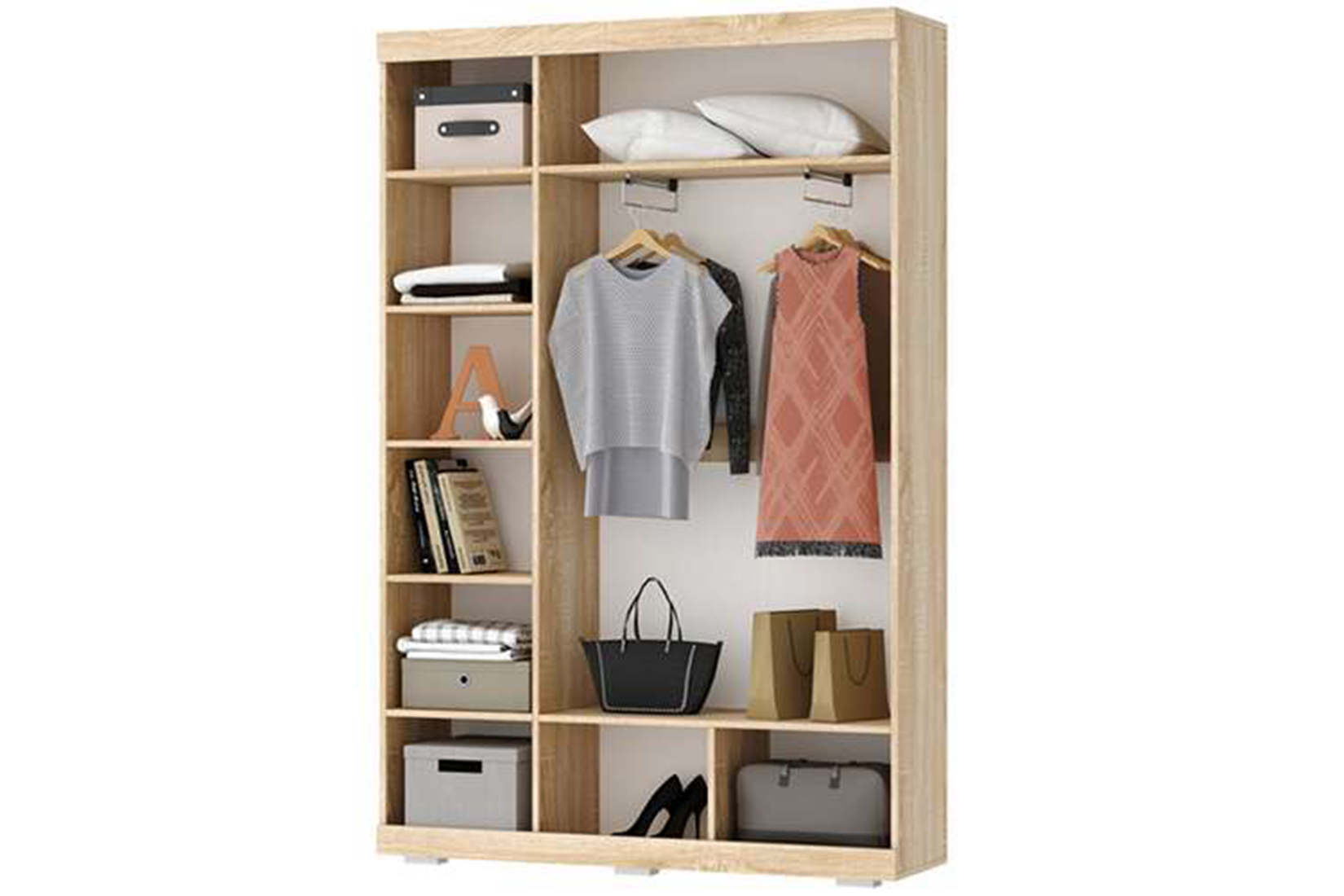 Соната ШСЗ-1300 Шкаф Дуб Сонома/Белый глянец