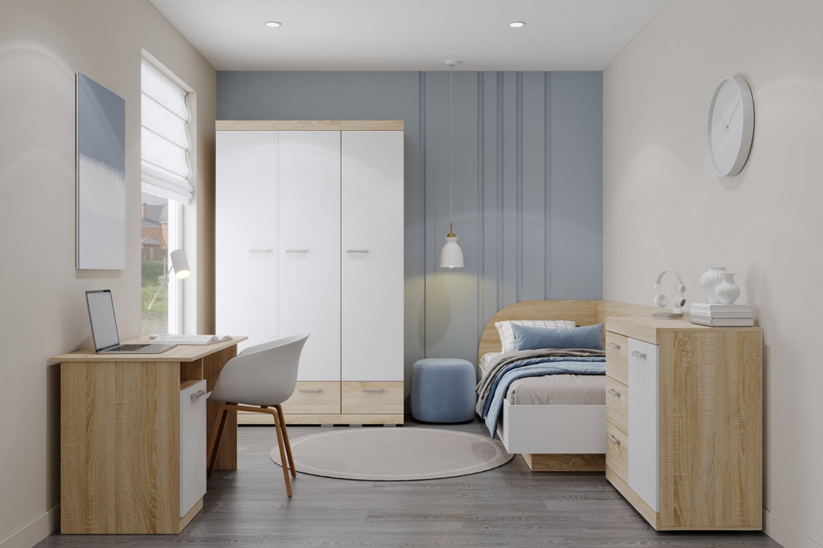 Соната ШС-900 Шкаф Дуб сонома/Белый глянец