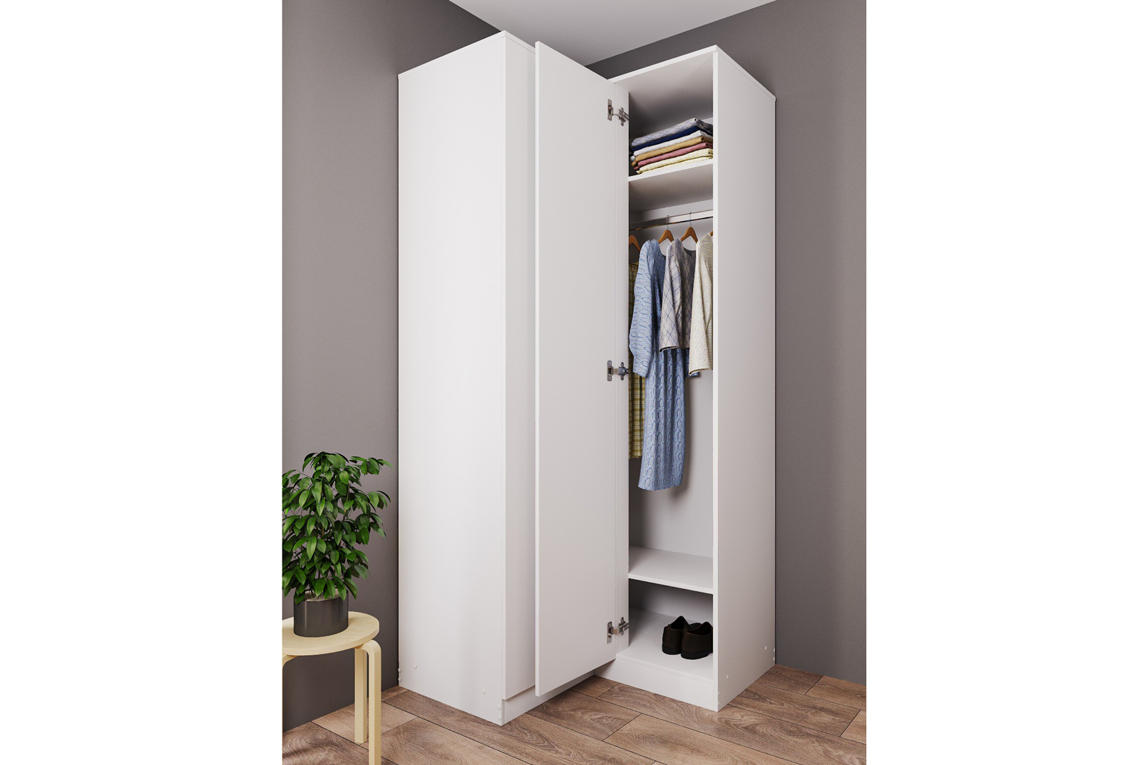 Челси Шкаф угловой прямой Белый глянец холодный/Белый