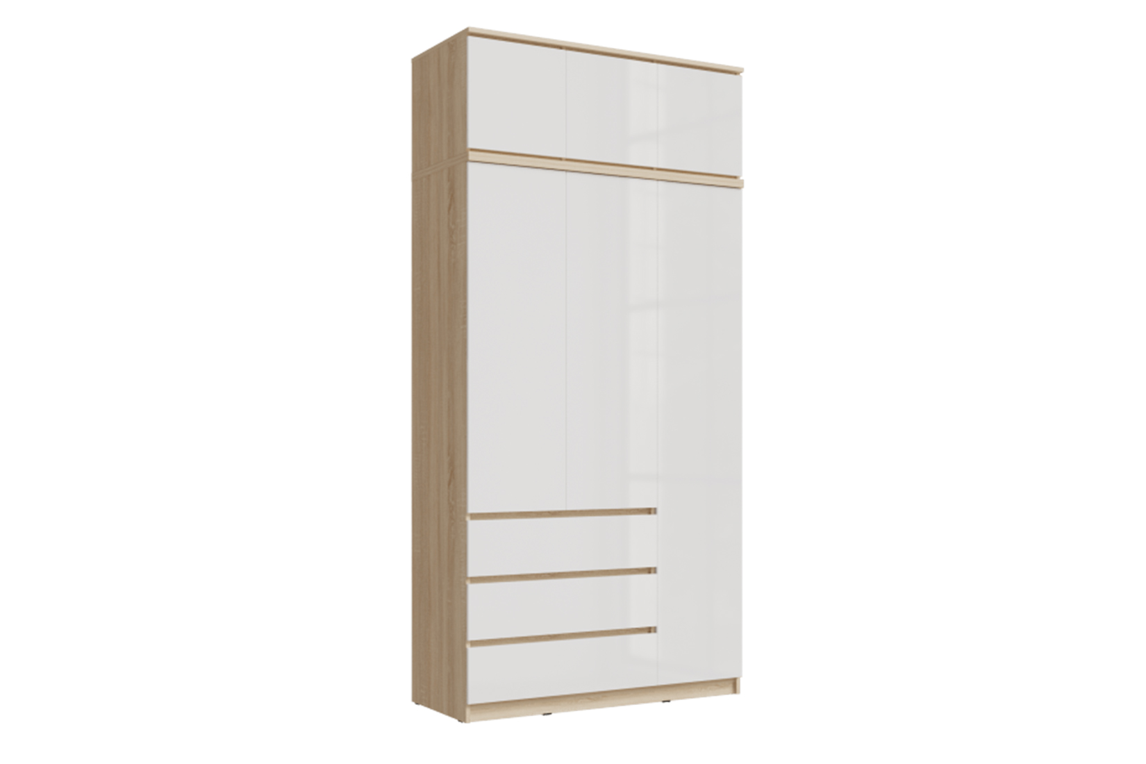 Челси Антресоль к шкафу 1200 Дуб Сонома/Белый глянец