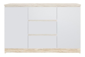 Челси Комод 1200 (2 двери 3 ящика) Дуб сонома/Белый глянец