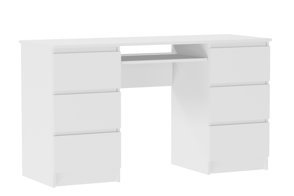 Челси Стол 6 ящиков Белый глянец/Белый