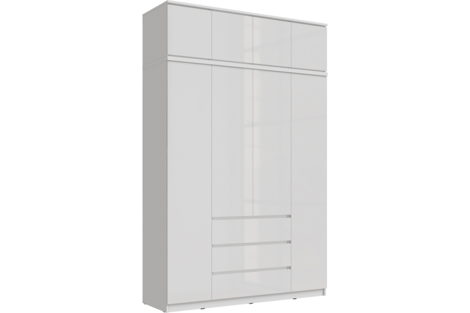 Челси Антресоль к шкафу 1600 Белый/Белый глянец