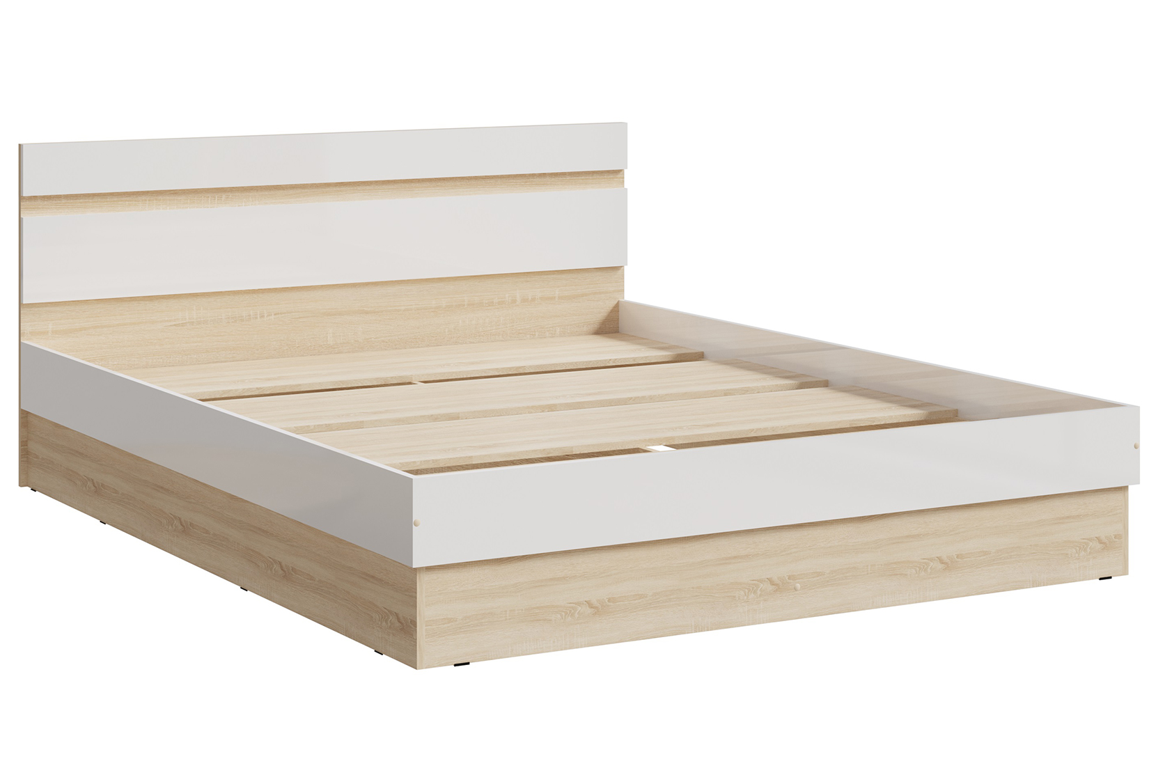 Челси Кровать 160х200 с ЛДСП настилом Белый глянец/Дуб сонома