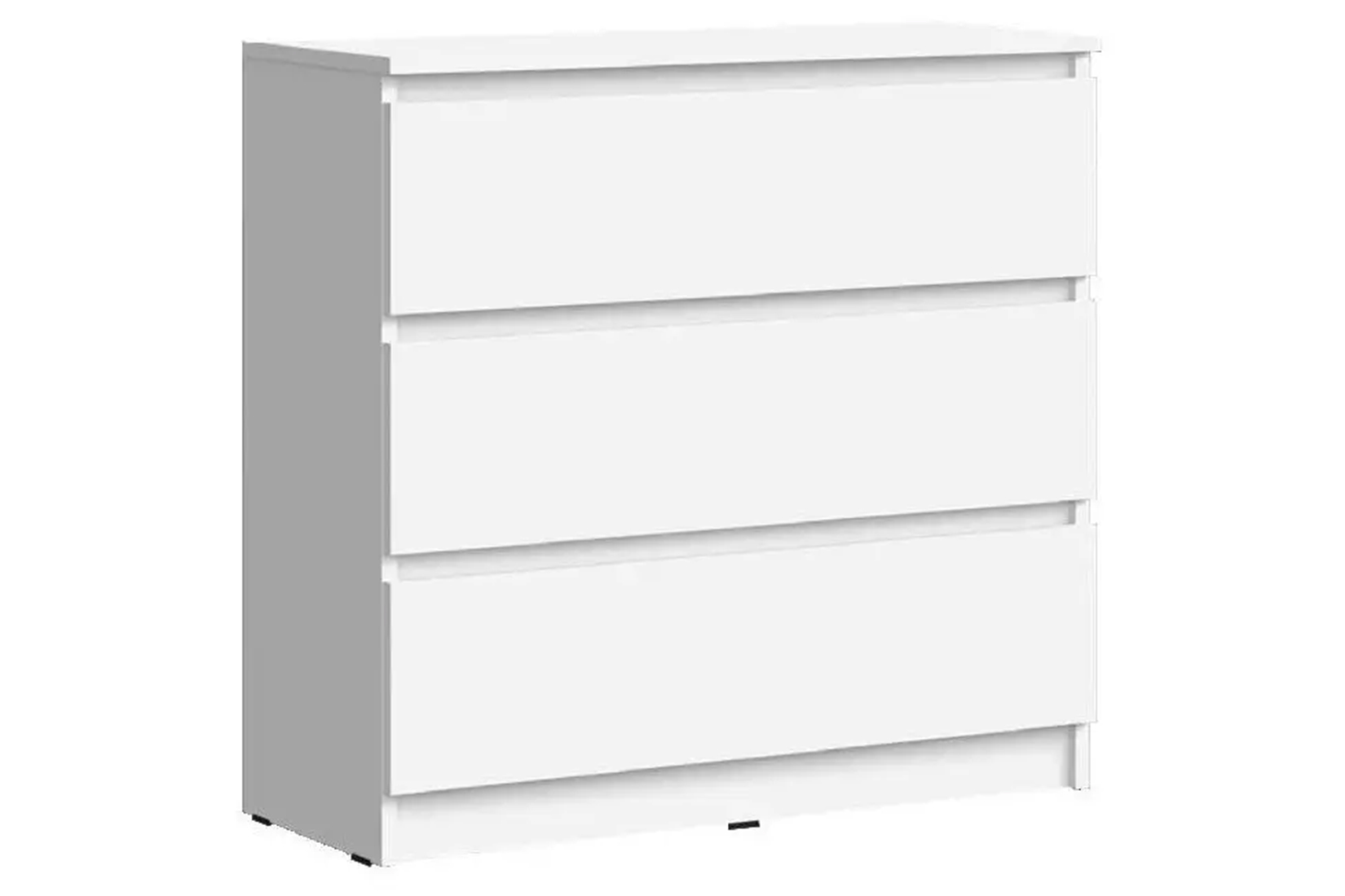 Челси Комод 800 (3 ящика) Белый/Белый глянец
