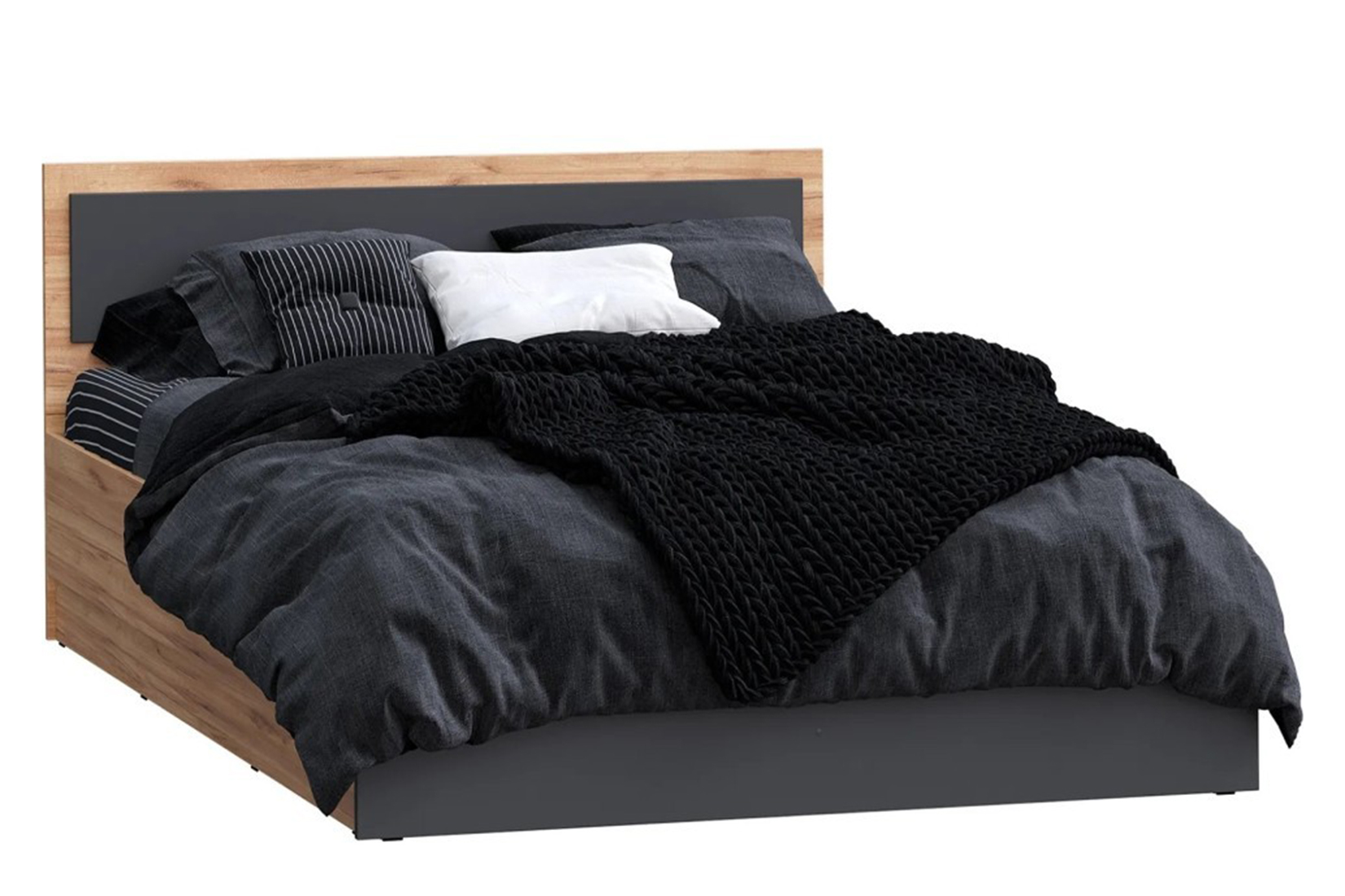 Мартина Кровать 140х200 с подъемным механизмом Графит/Дуб крафт