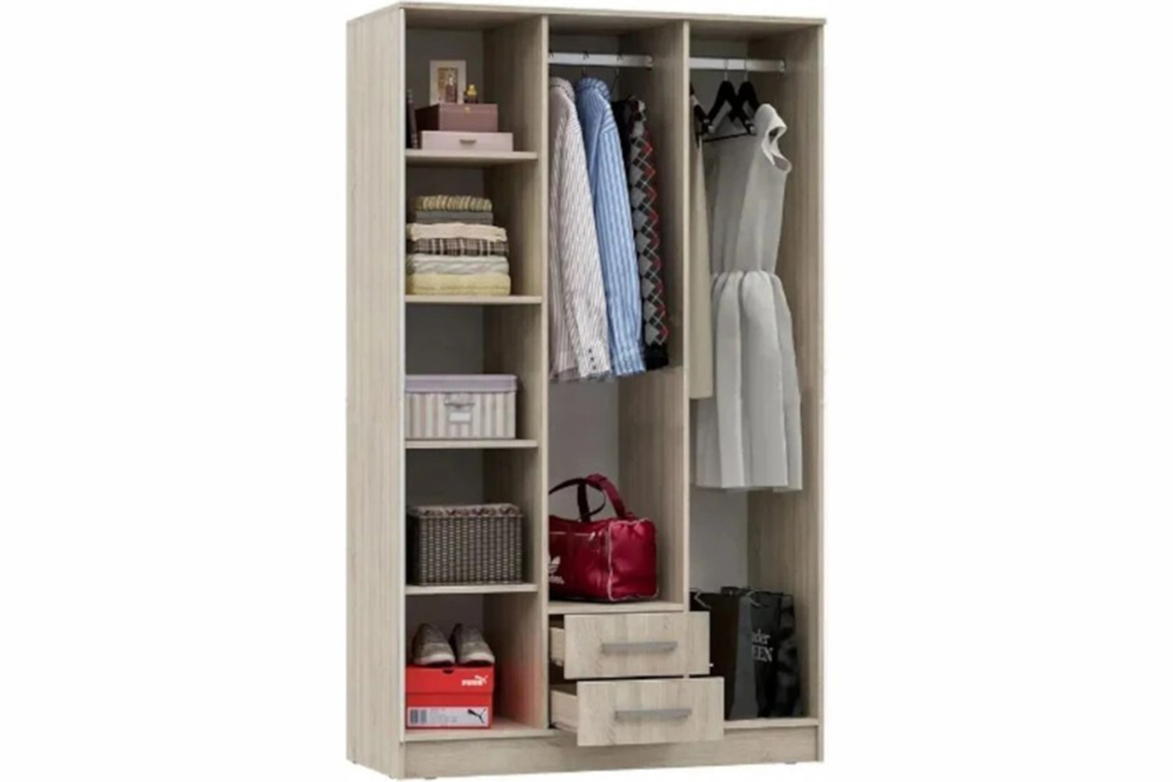 Мартина Шкаф для одежды 3-дв. Белый глянец/Дуб сонома