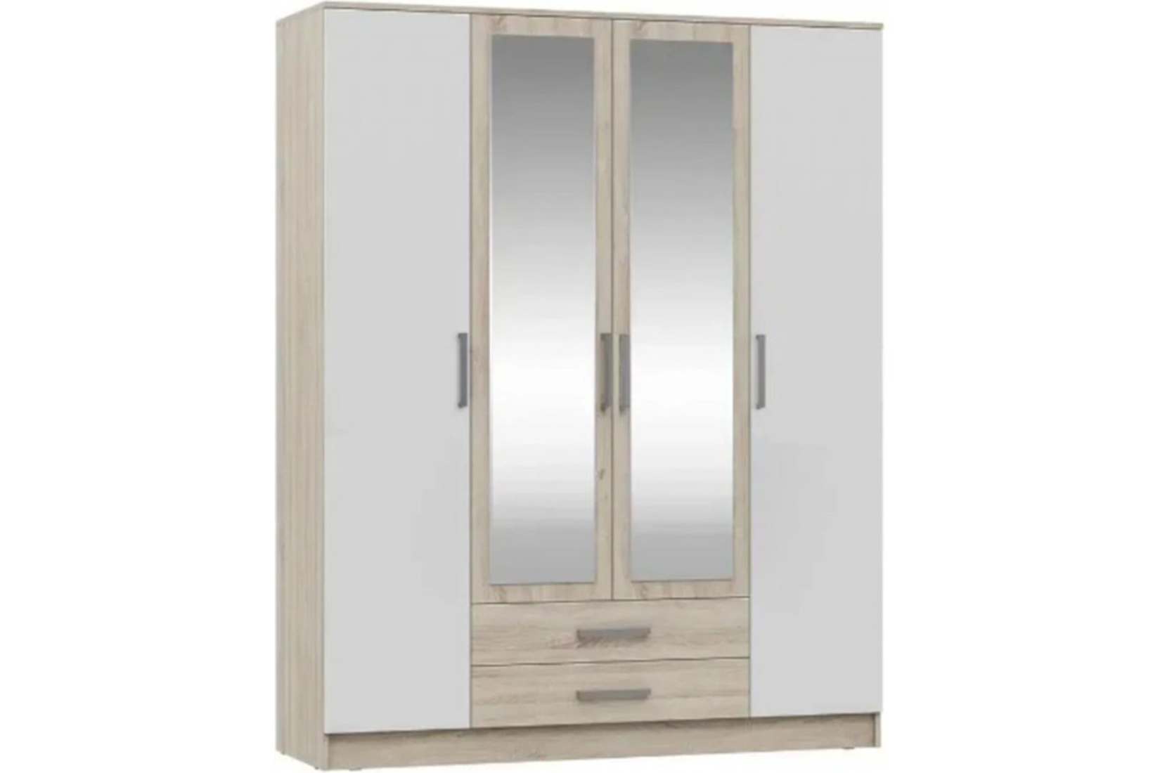 Мартина Шкаф для одежды 4-дв. Белый глянец/Дуб сонома
