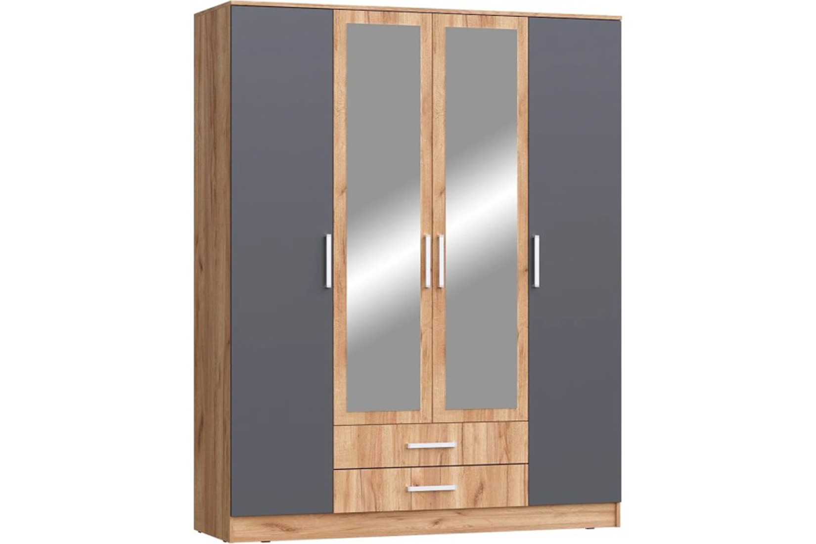 Мартина Шкаф для одежды 4-дв. Графит/Дуб крафт